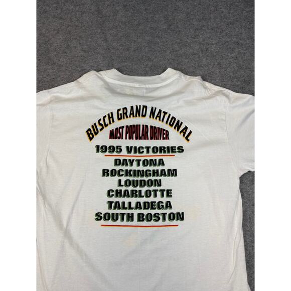 VINTAGE 90s Chad Little NASCAR Shirt Mens XL White John Deere Racing Sports Tee - Picture 4 of 8